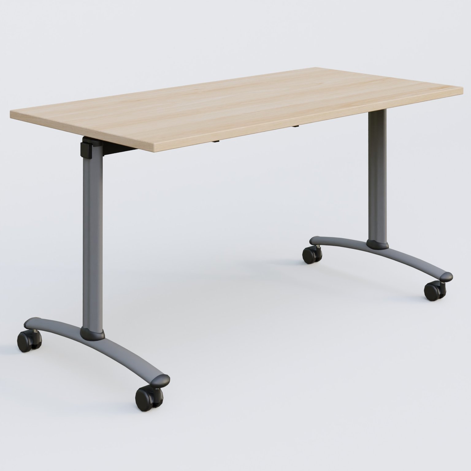 Table abattante gamme Arca 140-70 cm. Plateau Hêtre et pietement Aluminium.