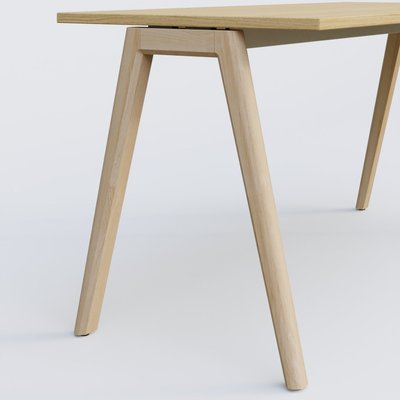 [Pas de famille] - [Pas de sous famille] - Extensions retour sur pied pour bureau K9 piètement incliné en bois et plateau 120*60 cm. Plateau Chêne clair et pietement bois massif de hêtre.