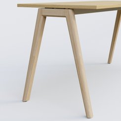 [Pas de famille] - [Pas de sous famille] - Extensions retour sur pied pour bureau K9 piètement incliné en bois et plateau 120*60 cm. Plateau Chêne clair et pietement bois massif de hêtre.