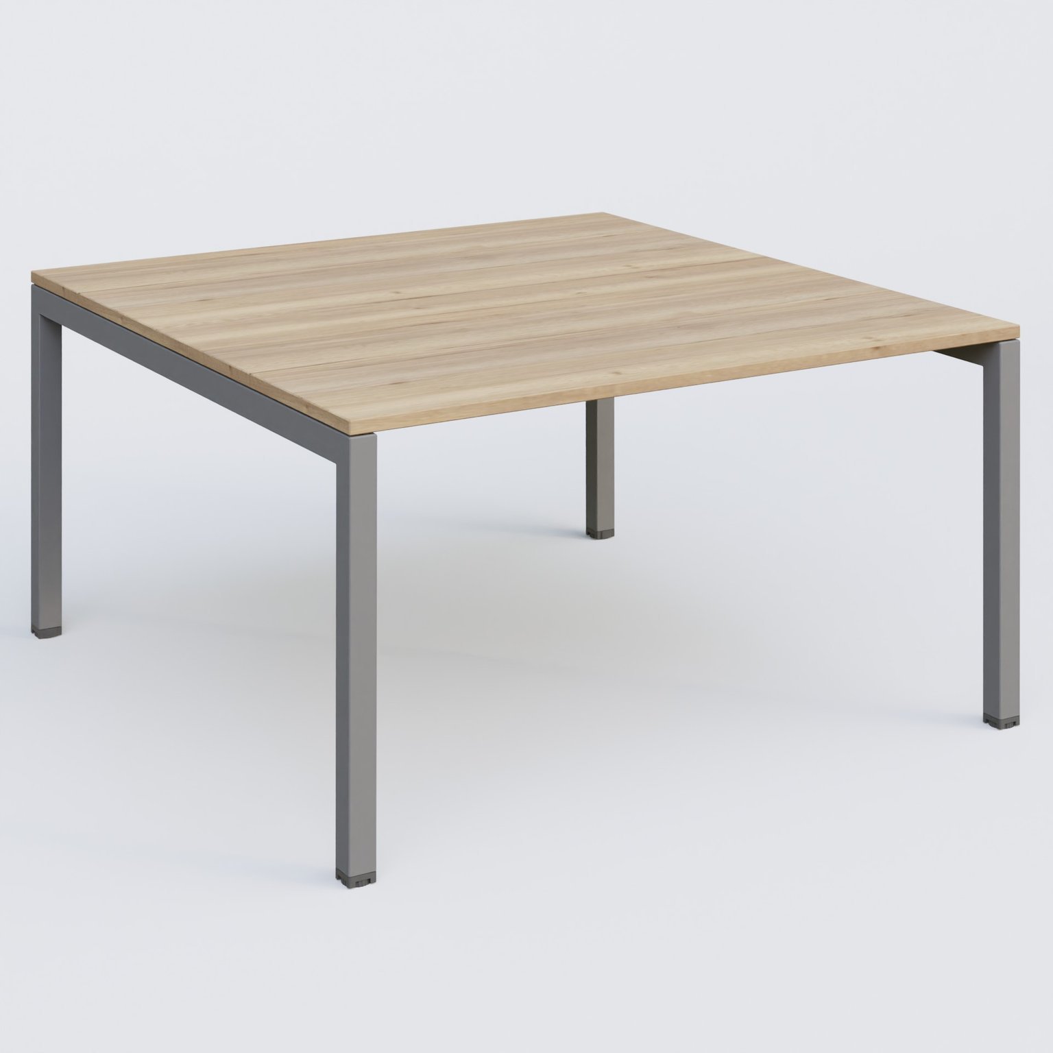 K3 Plateau droit 140x145 pieds fixe. Plateau Chêne naturel et pietement Aluminium.
