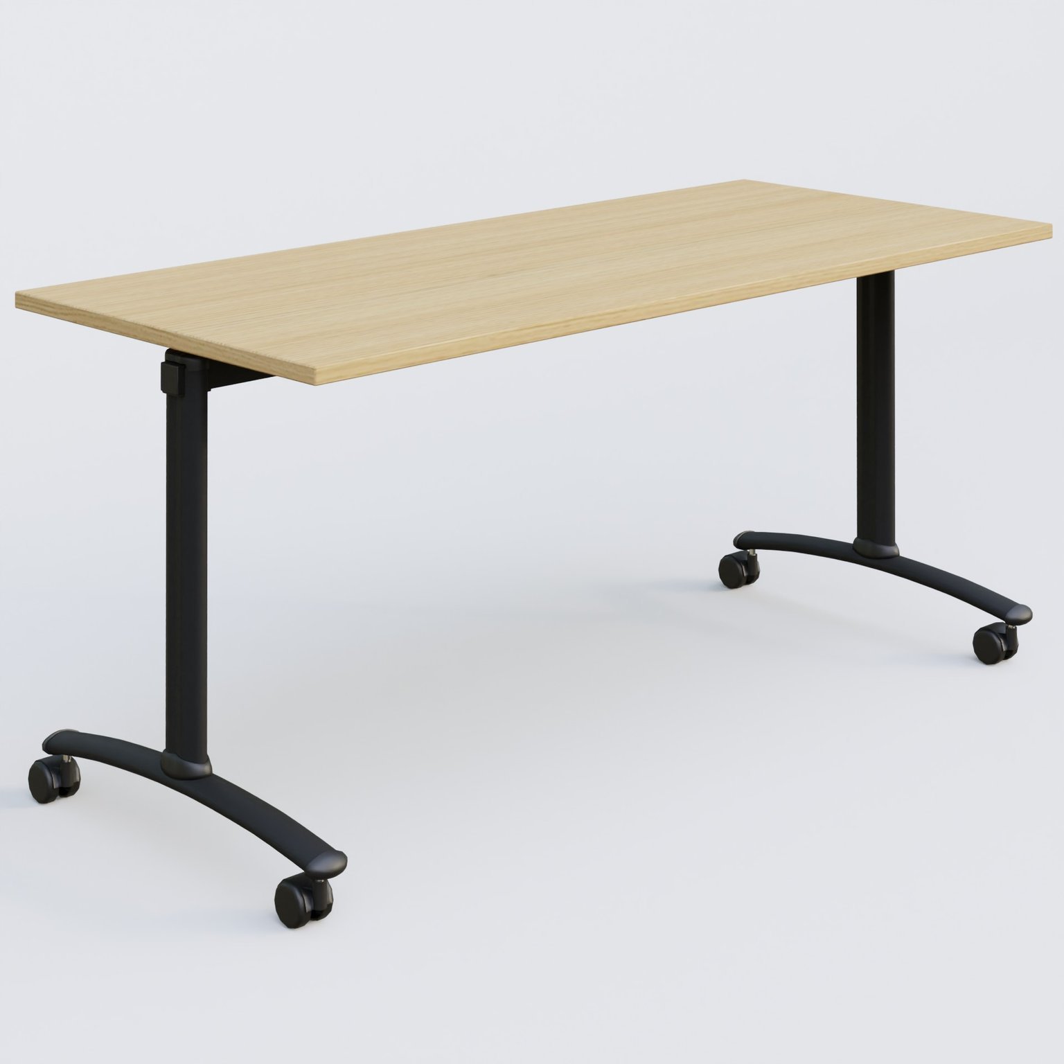 Table abattante gamme Arca 160-70 cm. Plateau Chêne clair et pietement Noir.