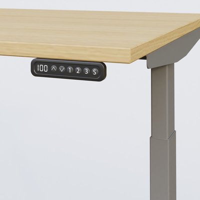 [Pas de famille] - [Pas de sous famille] - Poste solo 120*80 réglable en hauteur éléctriquement de 65-130 cm gamme KPro3. Plateau Chêne clair et pietement Aluminium.