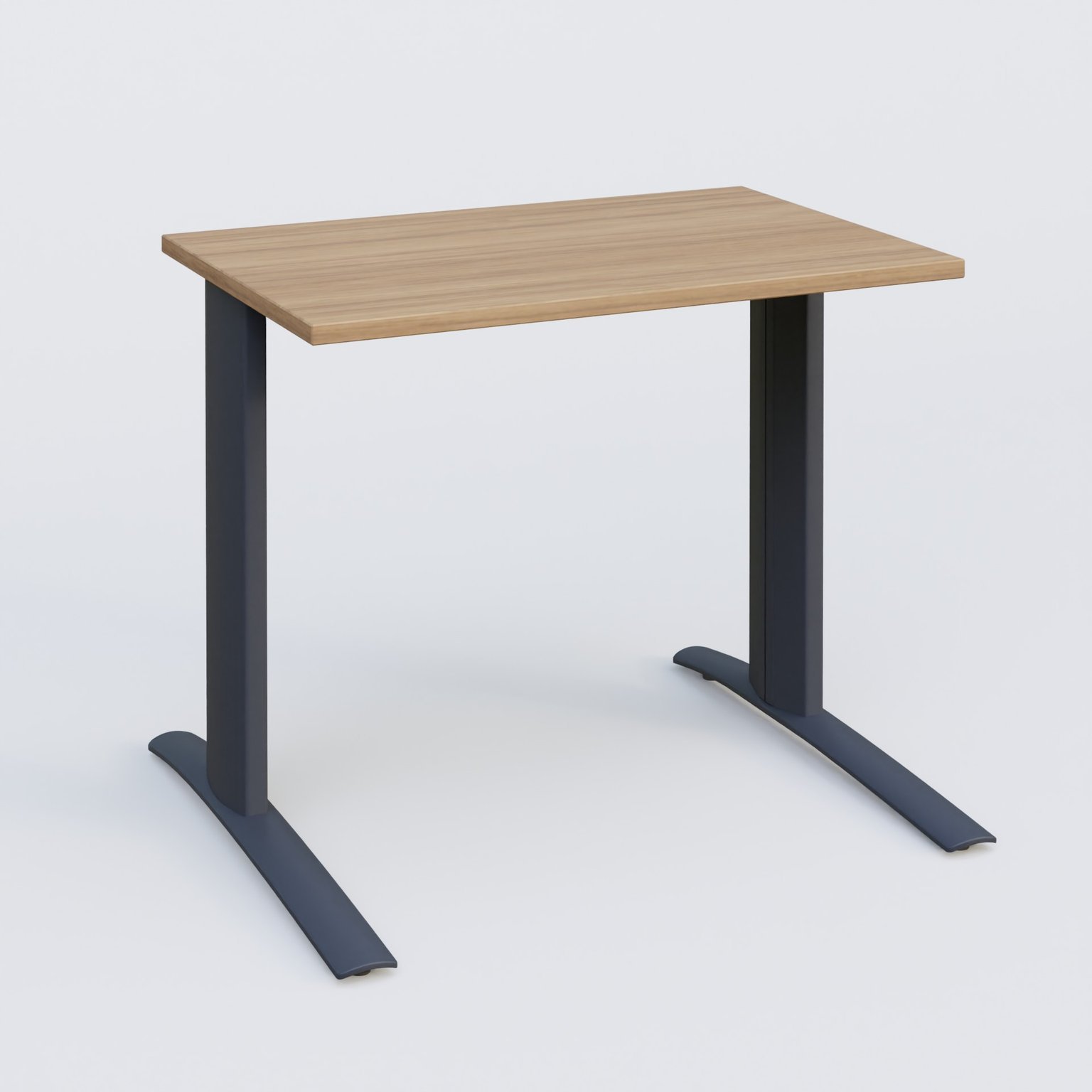 K1 Plateau droit 80x60 pieds fixe. Plateau Noyer et pietement Anthracite