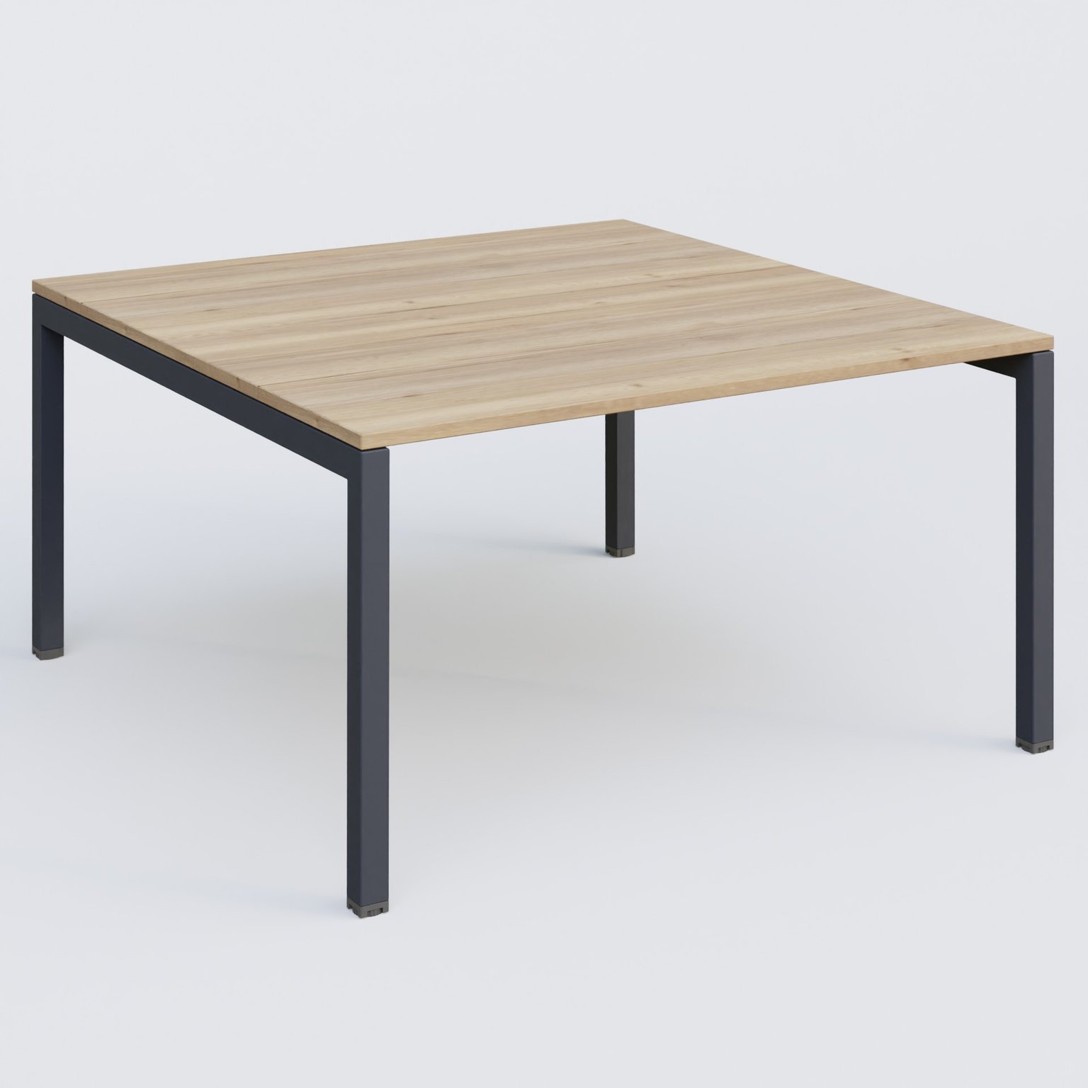 K3 Plateau droit 140x145 pieds fixe. Plateau Chêne naturel et pietement Anthracite.