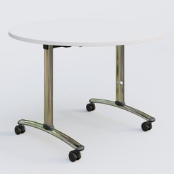[Pas de famille] - [Pas de sous famille] - Table ronde gamme Arca D110 cm. Plateau Blanc et pietement Chrome.