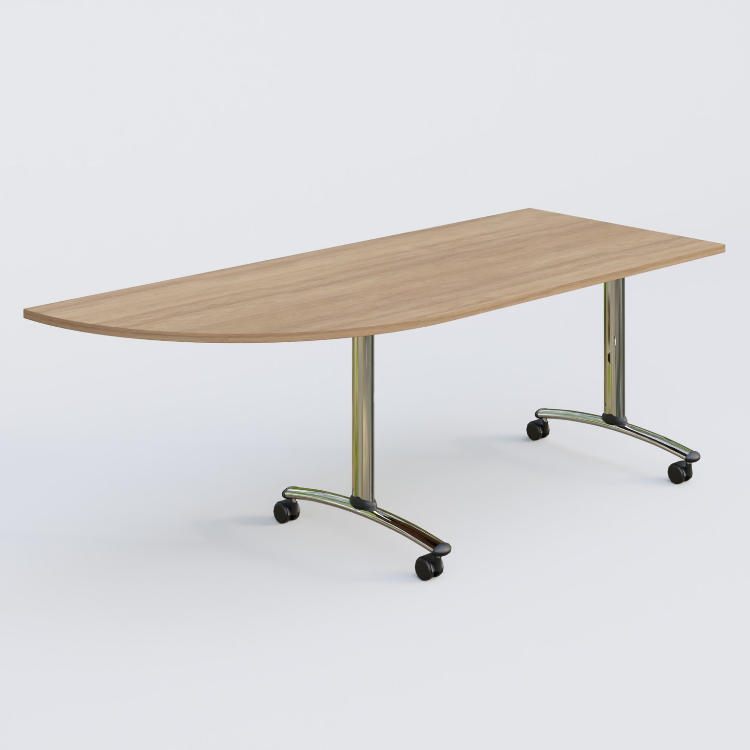 Module d'angle 90° Gauche gamme Arca 200-80 cm. Plateau Noyer et pietement Chrome.
