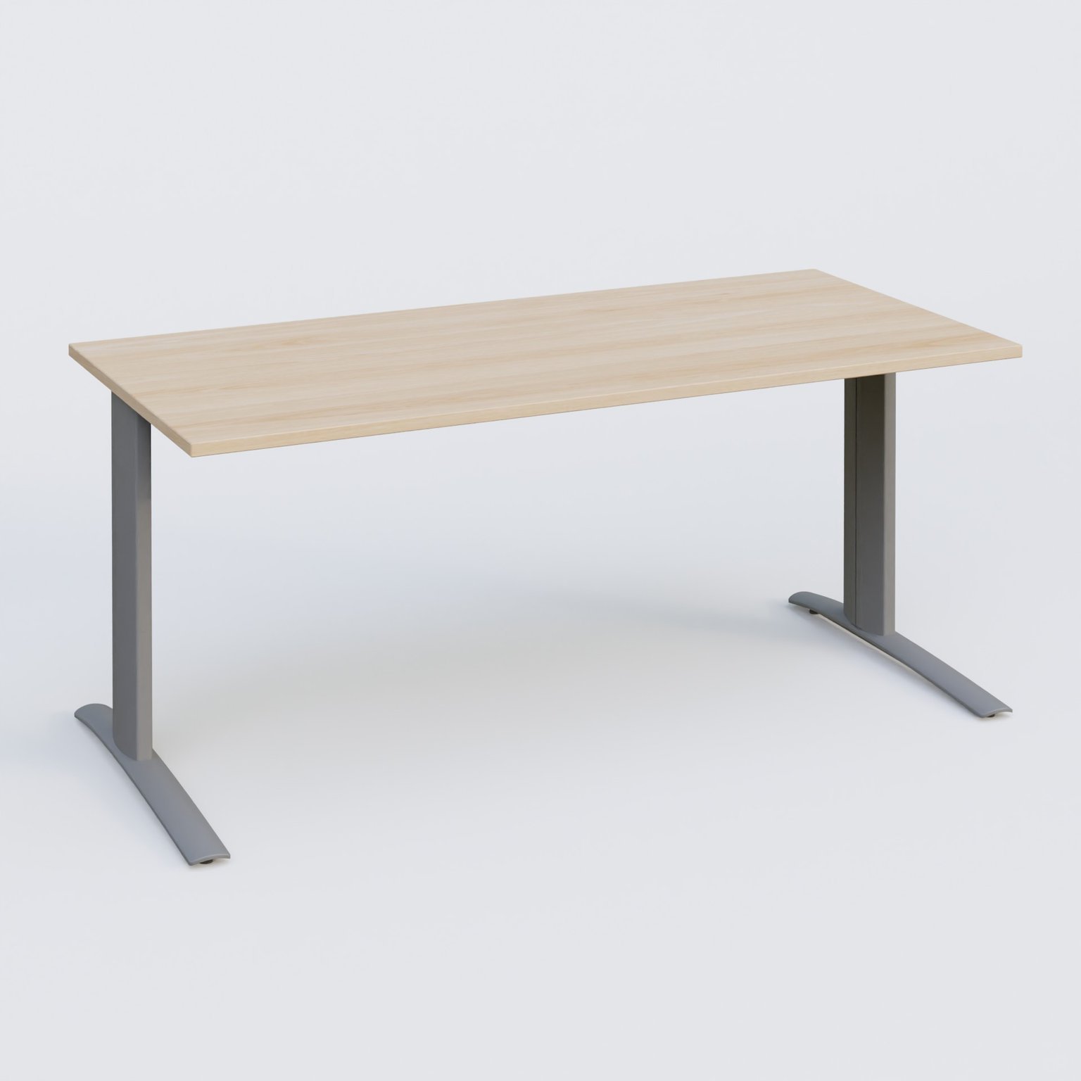 K1 Plateau droit 160x80 pieds fixe. Plateau Hêtre et pietement Aluminium