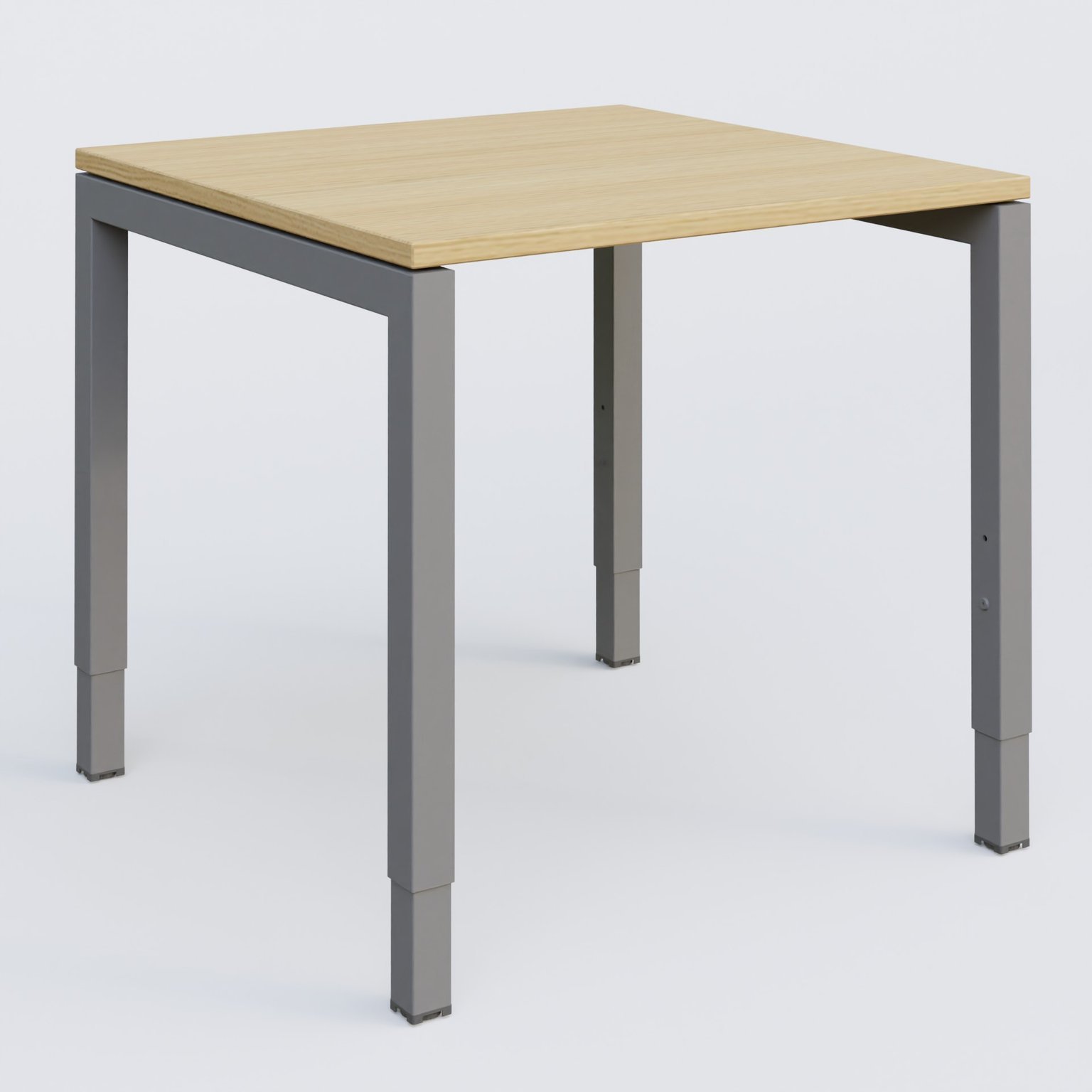 Bureau droit gamme K3 80-80 cm hauteur réglable. Plateau Chêne clair et pietement Aluminium.