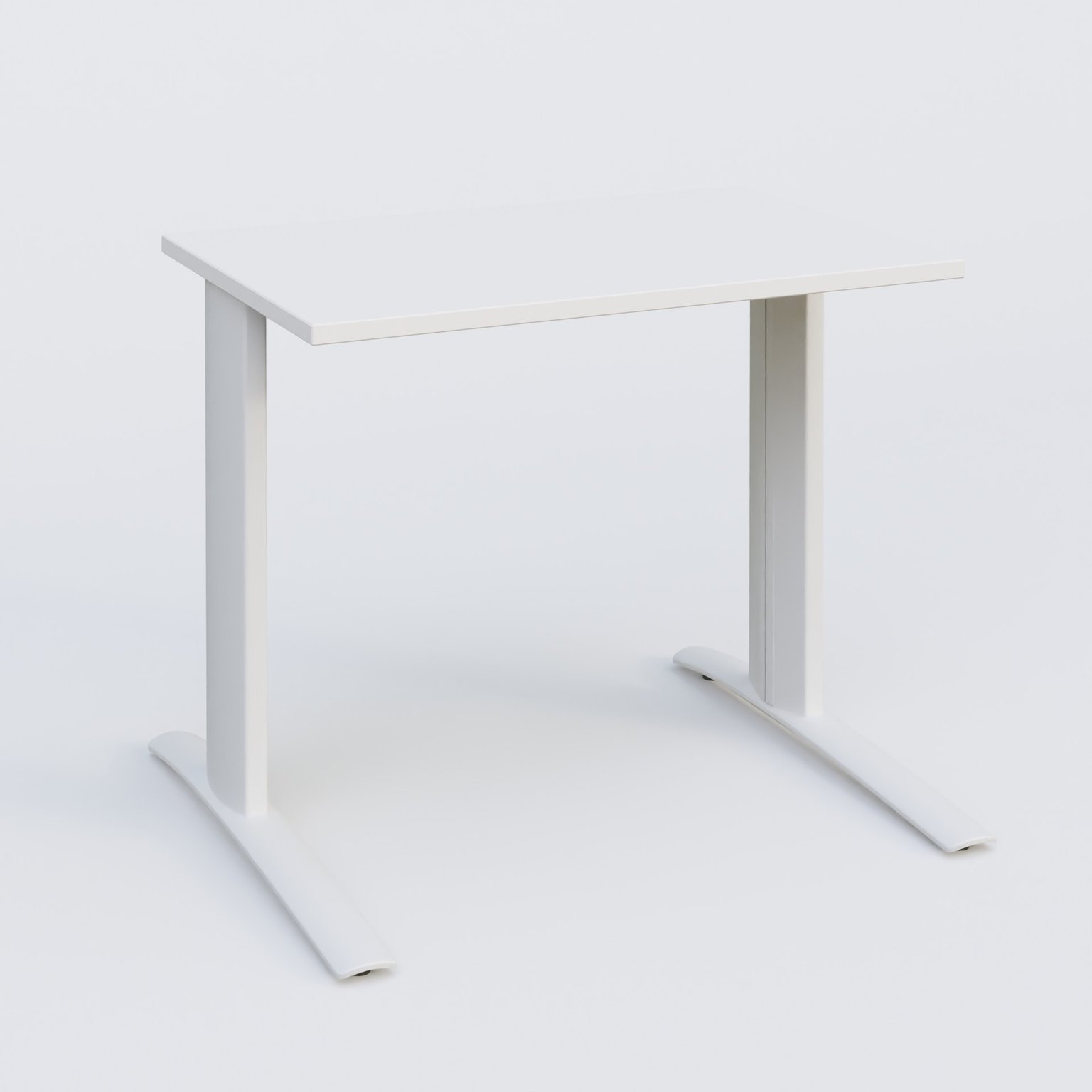 K1 Plateau droit 80x60 pieds fixe. Plateau Blanc et pietement Blanc