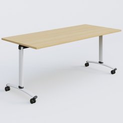 [Pas de famille] - [Pas de sous famille] - Table abattante gamme Arca 180-80 cm. Plateau Chêne clair et pietement Blanc.