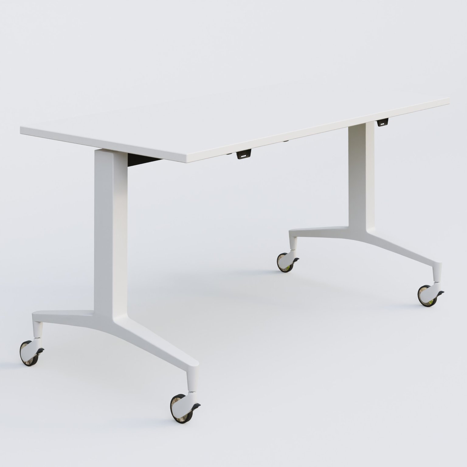Module droit de la gamme LEM 140-70 cm. Plateau Blanc et pietement Blanc.