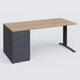 K1 Plateau droit 180x80 avec caisson métal porteur sous plateau à gauche. Plateau Noyer et pietement Anthracite