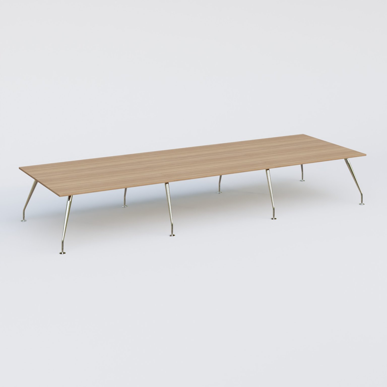 K5 table de reunion 480*165 cm. Plateau Noyer et pietement Chrome avec base chromé.