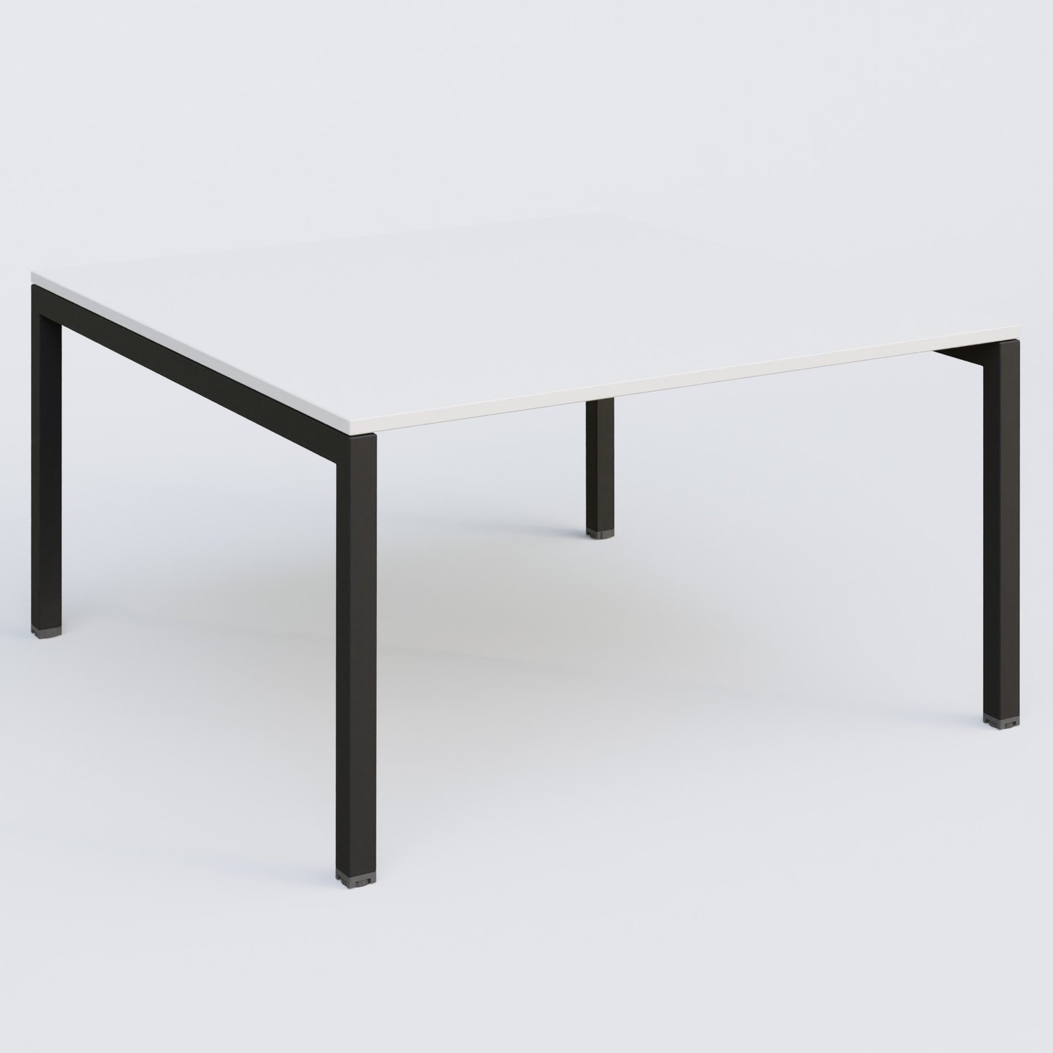K3 Plateau droit 140x145 pieds fixe. Plateau Blanc et pietement Noir Grainé.