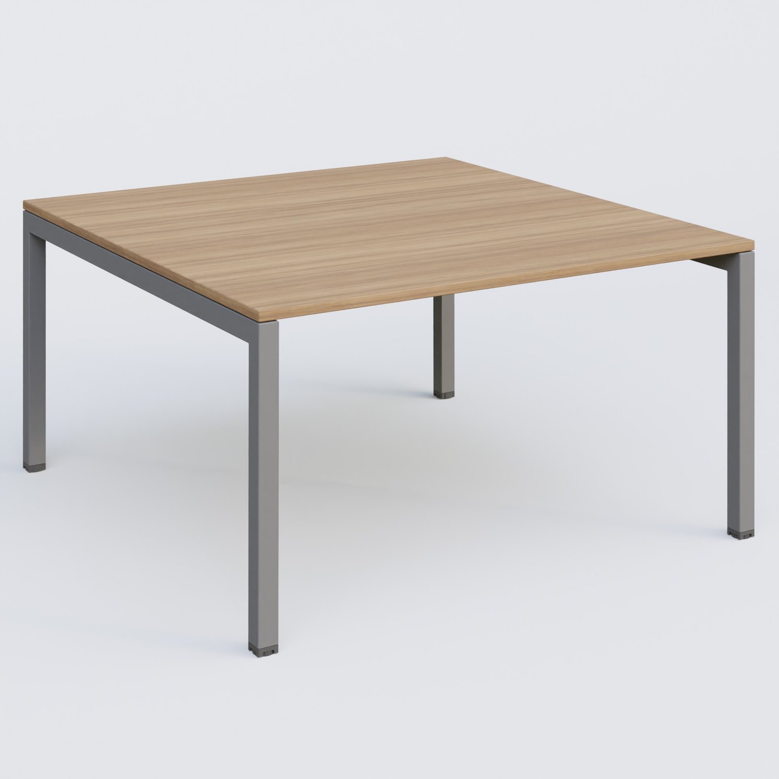 K3 Plateau droit 140x145 pieds fixe. Plateau Noyer et pietement Aluminium.