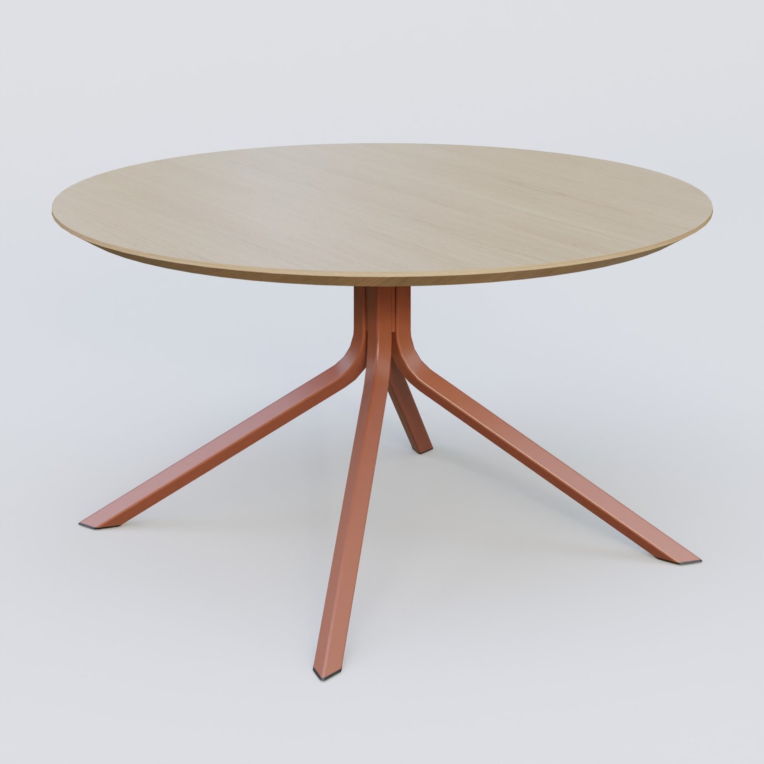 Table Basse Fashion Styl piètement 4 pieds en métal et plateau bois. Plateau Chêne et pietement Brun cuivré (RAL 8004).