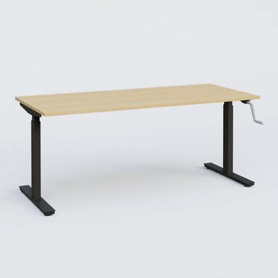 [Pas de famille] - [Pas de sous famille] - Poste solo 160*70 réglable en hauteur manuel 70-116 cm gamme KPro1. Plateau Chêne clair et pietement Noir.