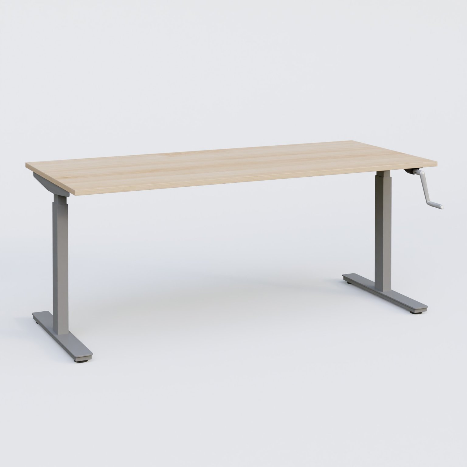 Poste solo 160*70 réglable en hauteur manuel 70-116 cm gamme KPro1. Plateau Hêtre et pietement Aluminium.