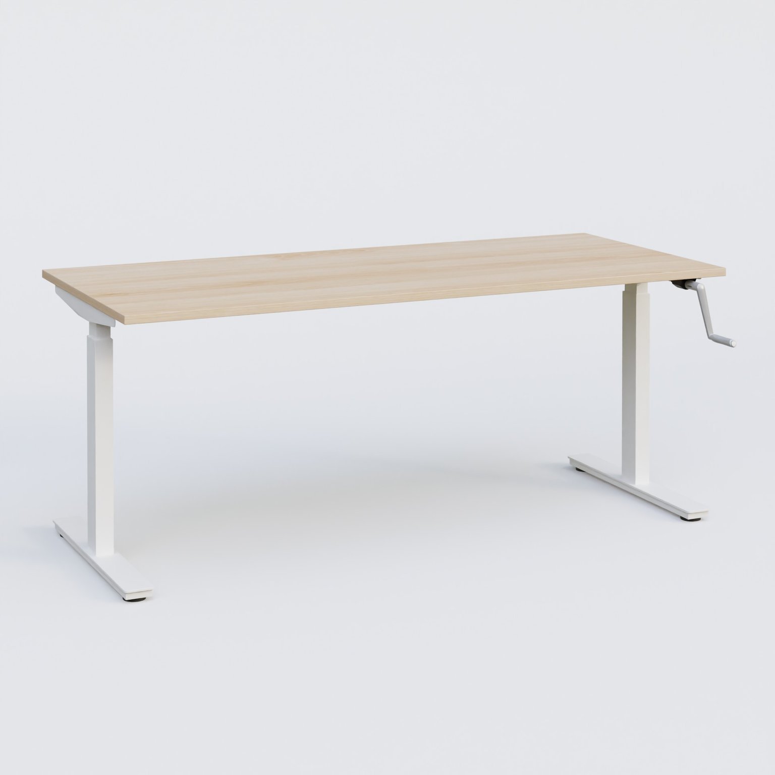 Poste solo 160*70 réglable en hauteur manuel 70-116 cm gamme KPro1. Plateau Hêtre et pietement Blanc.