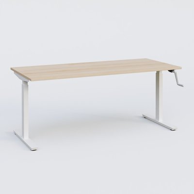[Pas de famille] - [Pas de sous famille] - Poste solo 160*70 réglable en hauteur manuel 70-116 cm gamme KPro1. Plateau Hêtre et pietement Blanc.