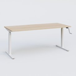 [Pas de famille] - [Pas de sous famille] - Poste solo 160*70 réglable en hauteur manuel 70-116 cm gamme KPro1. Plateau Hêtre et pietement Blanc.