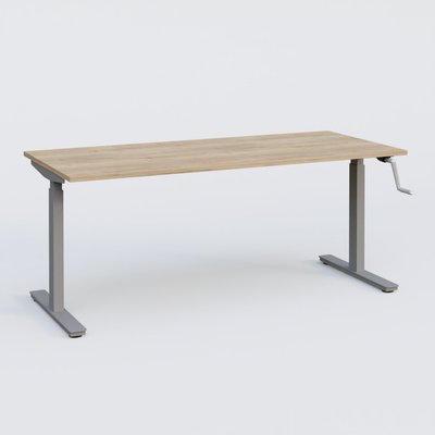 [Pas de famille] - [Pas de sous famille] - Poste solo 160*70 réglable en hauteur manuel 70-116 cm gamme KPro1. Plateau Chêne naturel et pietement Aluminium.