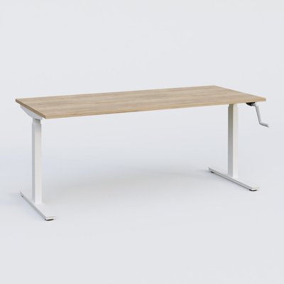 [Pas de famille] - [Pas de sous famille] - Poste solo 160*70 réglable en hauteur manuel 70-116 cm gamme KPro1. Plateau Chêne naturel et pietement Blanc.