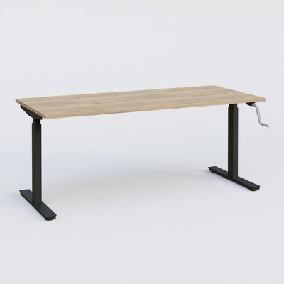 [Pas de famille] - [Pas de sous famille] - Poste solo 160*70 réglable en hauteur manuel 70-116 cm gamme KPro1. Plateau Chêne naturel et pietement Noir.