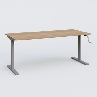 [Pas de famille] - [Pas de sous famille] - Poste solo 160*70 réglable en hauteur manuel 70-116 cm gamme KPro1. Plateau Noyer et pietement Aluminium.