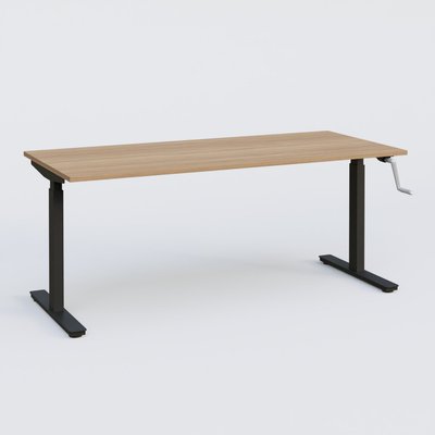 [Pas de famille] - [Pas de sous famille] - Poste solo 160*70 réglable en hauteur manuel 70-116 cm gamme KPro1. Plateau Noyer et pietement Noir.