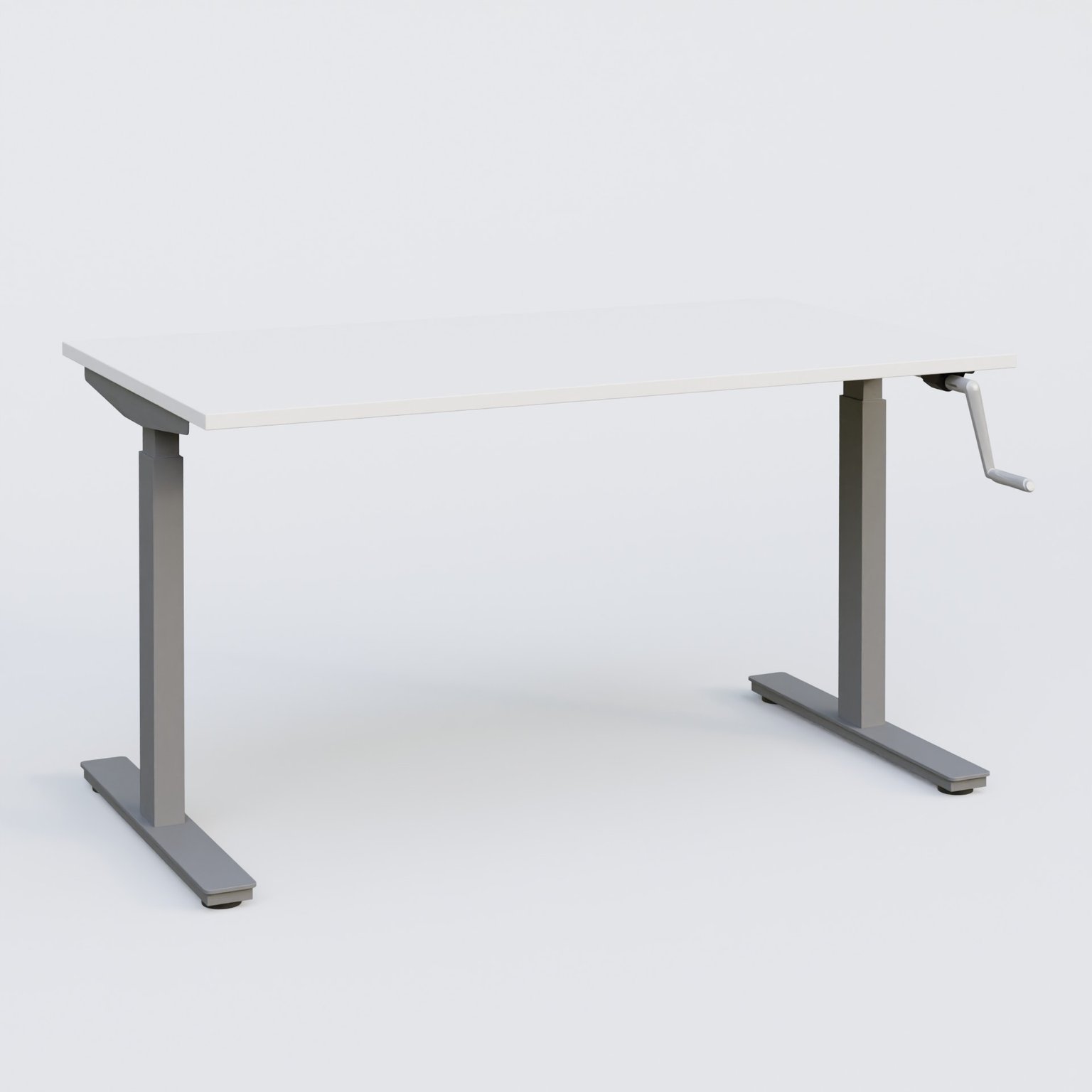 Poste solo 140*70 réglable en hauteur manuel 70-116 cm gamme KPro1. Plateau Blanc et pietement Aluminium.
