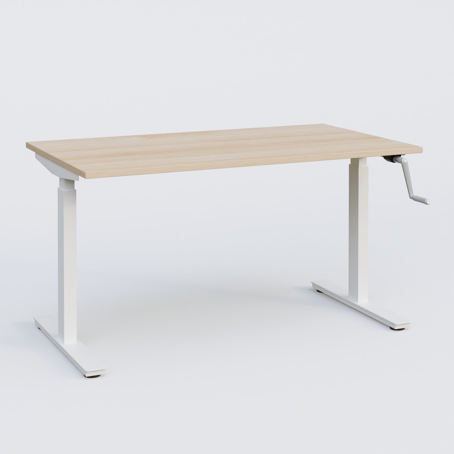 Poste solo 140*70 réglable en hauteur manuel 70-116 cm gamme KPro1. Plateau Hêtre et pietement Blanc.