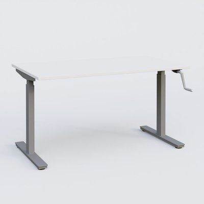 [Pas de famille] - [Pas de sous famille] - Poste solo 120*80 réglable en hauteur manuel 70-116 cm gamme KPro1. Plateau Blanc et pietement Aluminium.