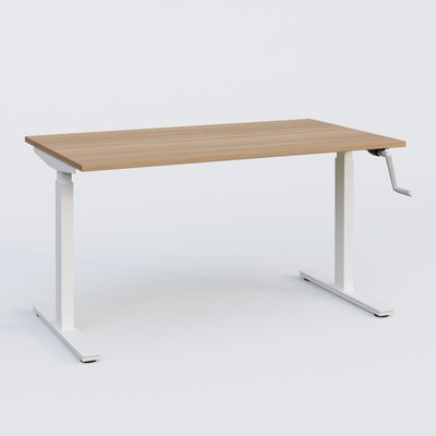 [Pas de famille] - [Pas de sous famille] - Poste solo 120*80 réglable en hauteur manuel 70-116 cm gamme KPro1. Plateau Noyer et pietement Blanc.