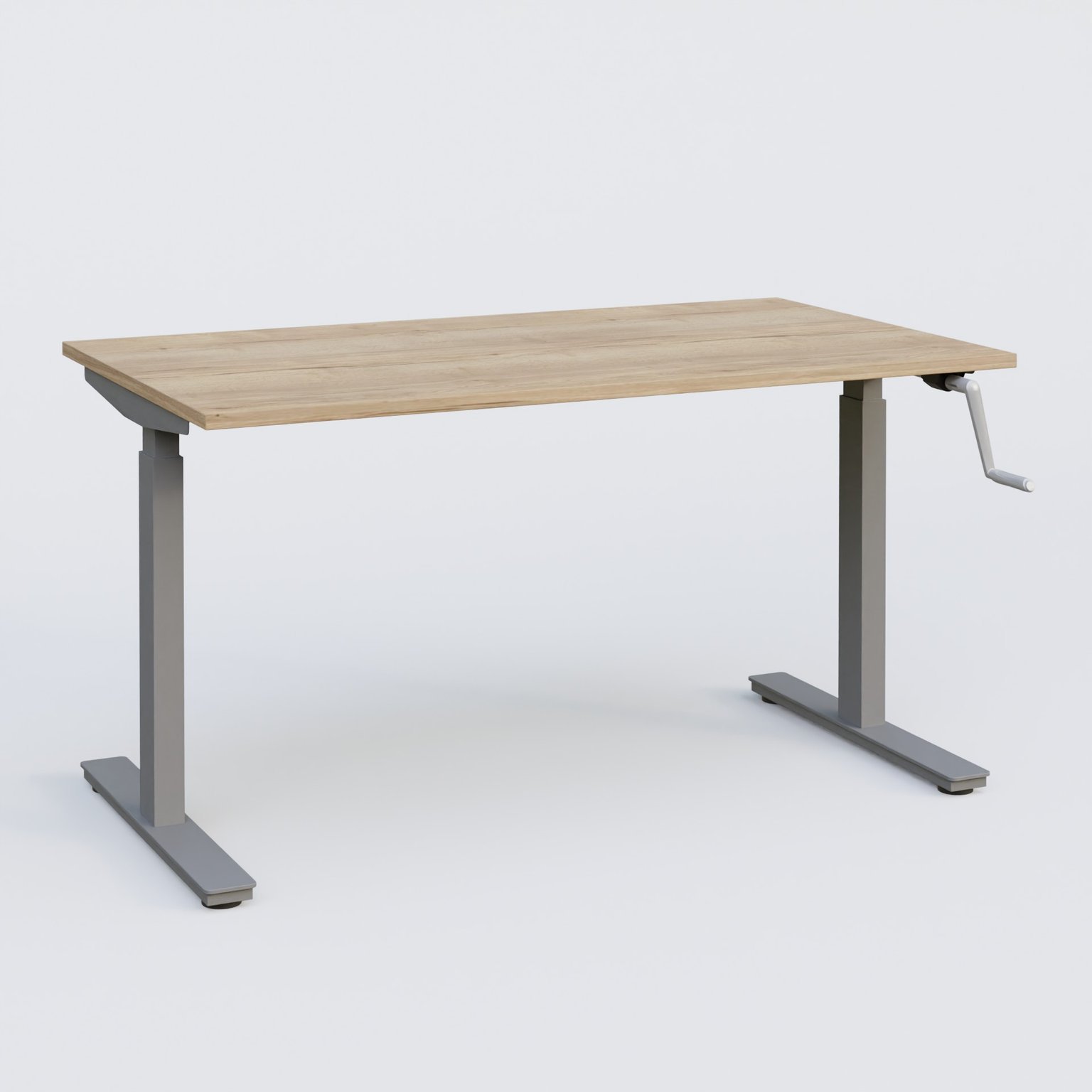 Poste solo 120*80 réglable en hauteur manuel 70-116 cm gamme KPro1. Plateau Chêne naturel et pietement Aluminium.