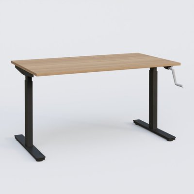 [Pas de famille] - [Pas de sous famille] - Poste solo 120*80 réglable en hauteur manuel 70-116 cm gamme KPro1. Plateau Noyer et pietement Noir.