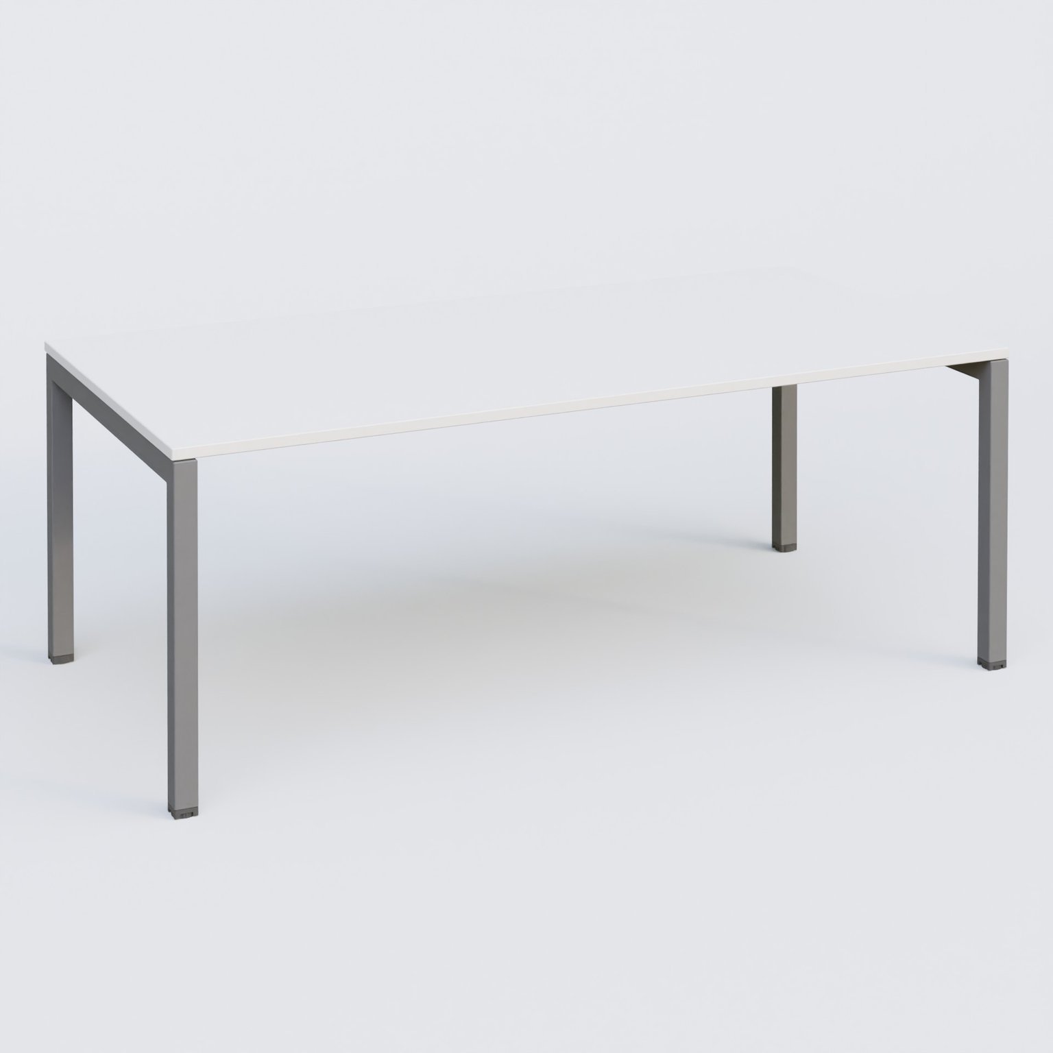 K3 plan droit 200x100cm, plateau blanc, structure aluminium