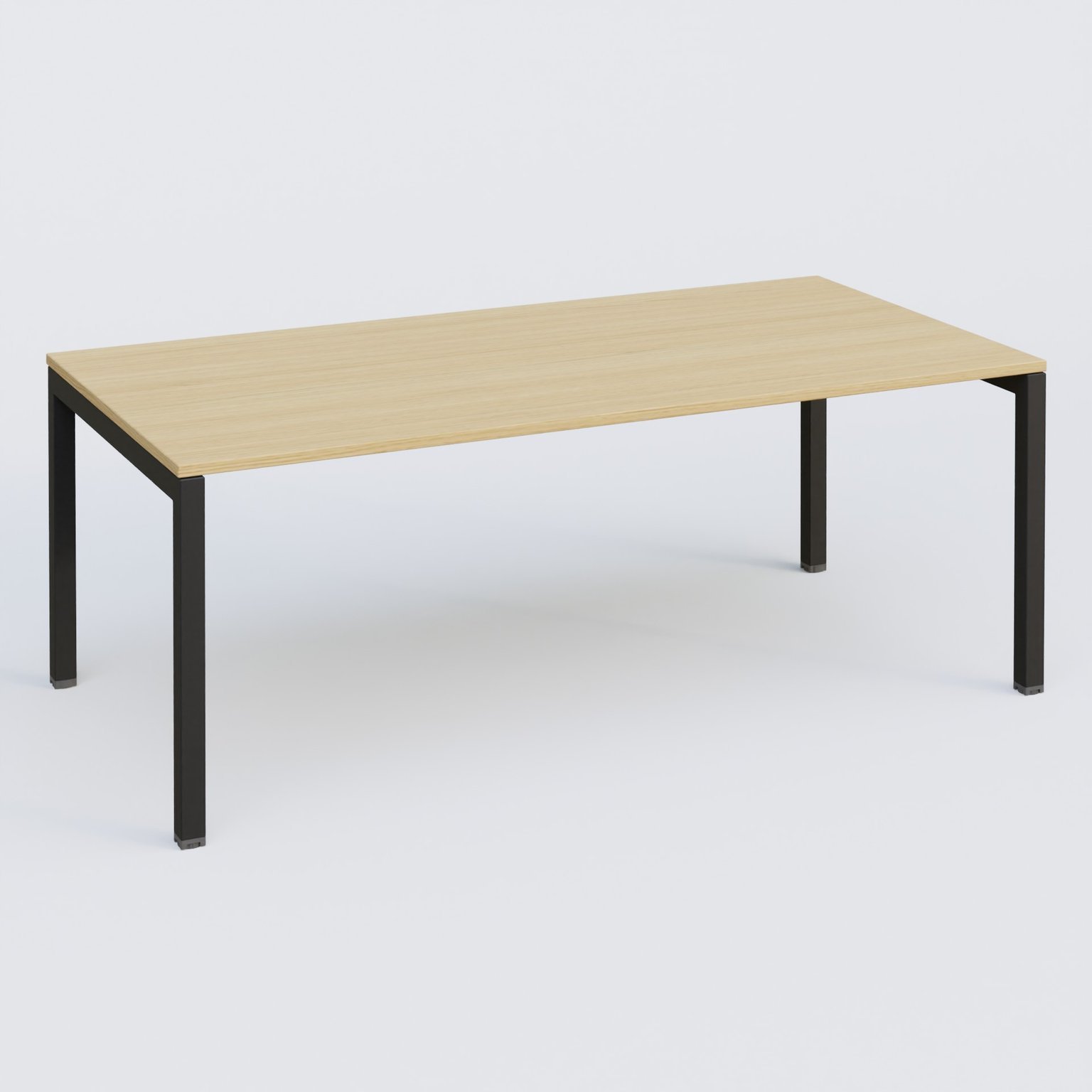 K3 Plateau droit 200x100 . Plateau Chêne clair et pietement Noir Mat