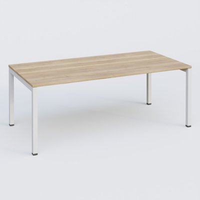 [Pas de famille] - [Pas de sous famille] - K3 Plateau droit 200x100 . Plateau Chêne naturel et pietement Blanc