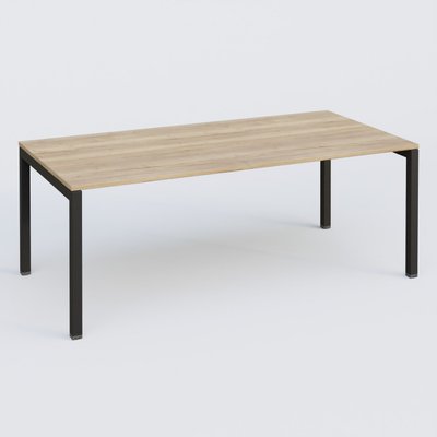 [Pas de famille] - [Pas de sous famille] - K3 Plateau droit 200x100 . Plateau Chêne naturel et pietement Noir Mat