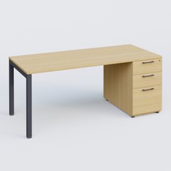 [Pas de famille] - [Pas de sous famille] - K3 Plateau droit 160x80 avec caisson porteur mélamine. Plateau ,caisson Chêne clair et pietement Anthracite