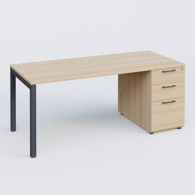 [Pas de famille] - [Pas de sous famille] - K3 Plateau droit 160x80 avec caisson porteur mélamine. Plateau ,caisson Hêtre et pietement Anthracite