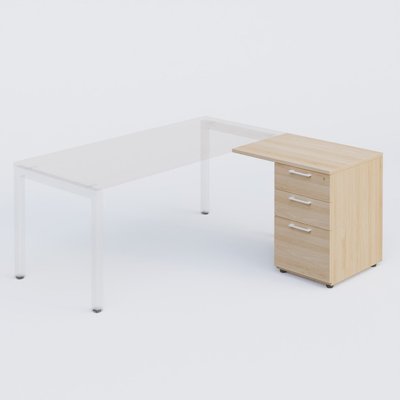Gamme K3 - Extensions - Plans droits - Retour direct 60x80cm sur caisson porteur bois 3 tiroirs hêtre/blanc