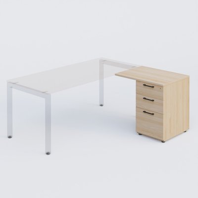 [Pas de famille] - [Pas de sous famille] - K3 retour direct 80x60cm sur caisson mélamine HB P.60cm 3 tiroirs. Plateau ,caisson Hêtre pour pietement Noir Mat