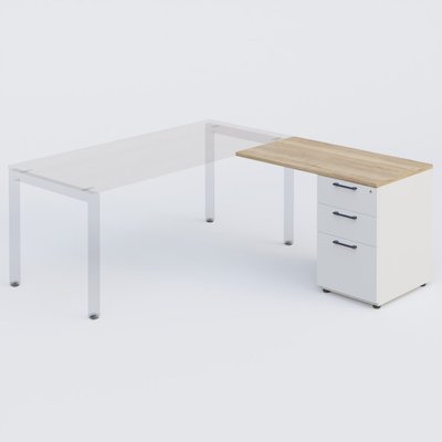 [Pas de famille] - [Pas de sous famille] - K3 retour direct 100x60cm sur caisson métal HB P.60cm 3 tiroirs. Plateau et caisson Chêne naturel pour pietement Anthracite