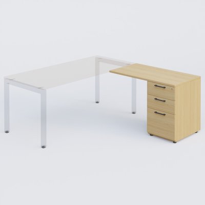 [Pas de famille] - [Pas de sous famille] - K3 retour direct 100x60cm sur caisson métal HB P.60cm 3 tiroirs. Plateau et caisson Chêne clair pour pietement Anthracite
