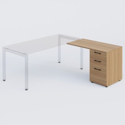 [Pas de famille] - [Pas de sous famille] - K3 retour direct 100x60cm sur caisson métal HB P.60cm 3 tiroirs. Plateau et caisson Noyer pour pietement Noir Mat