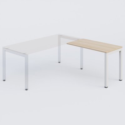 Gamme K3 - Extensions - Plans droits - Retour direct 100x60cm sur pied, plateau hêtre, structure blanc