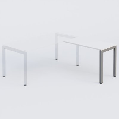 Gamme K3 - Extensions - Plans droits - Retour direct 100x60cm sur pied, plateau blanc, structure aluminium