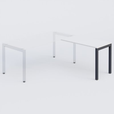 Gamme K3 - Extensions - Plans droits - Retour direct 100x60cm sur pied, plateau blanc, structure anthracite